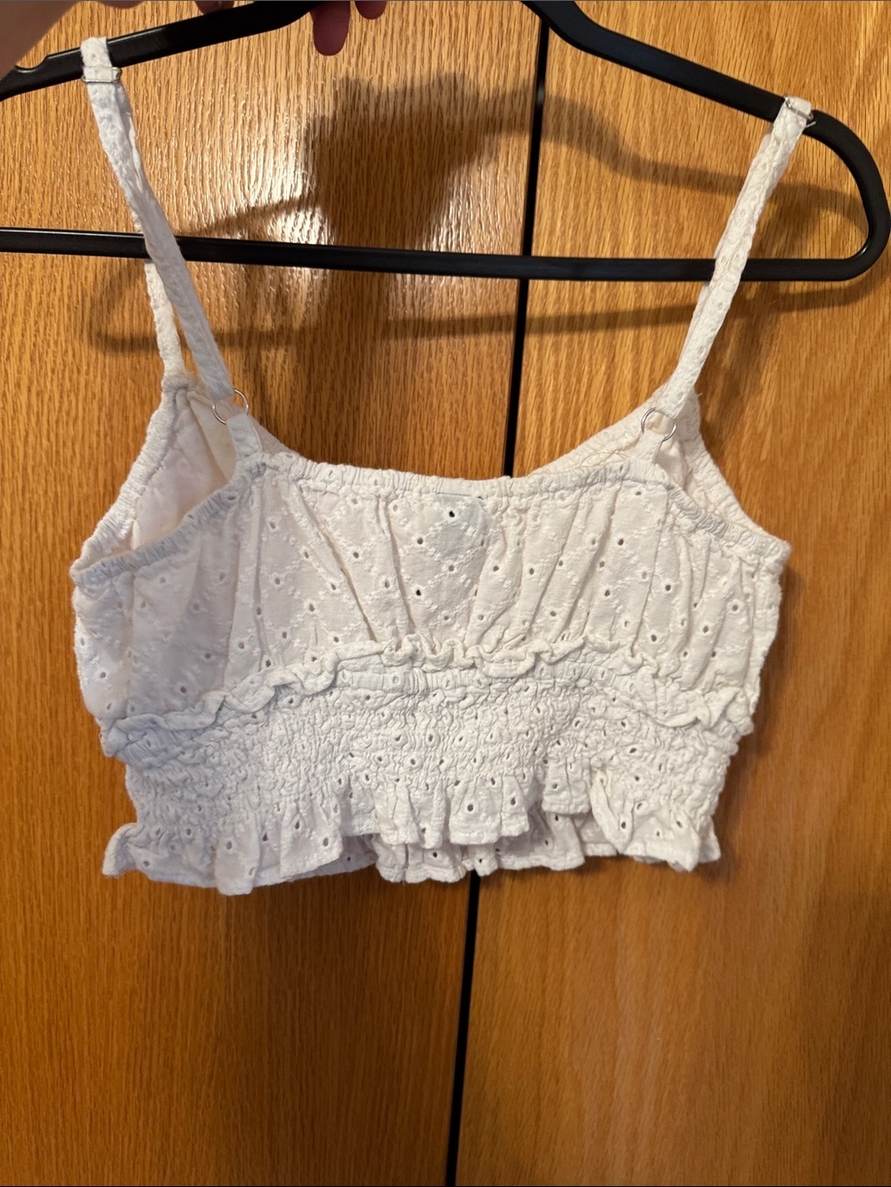 wild fable White Eyelet Smocked Crop Cami - Picture 3 of 3